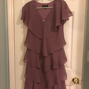 S.L Fashions Short Sleeved Tiered Party Dress